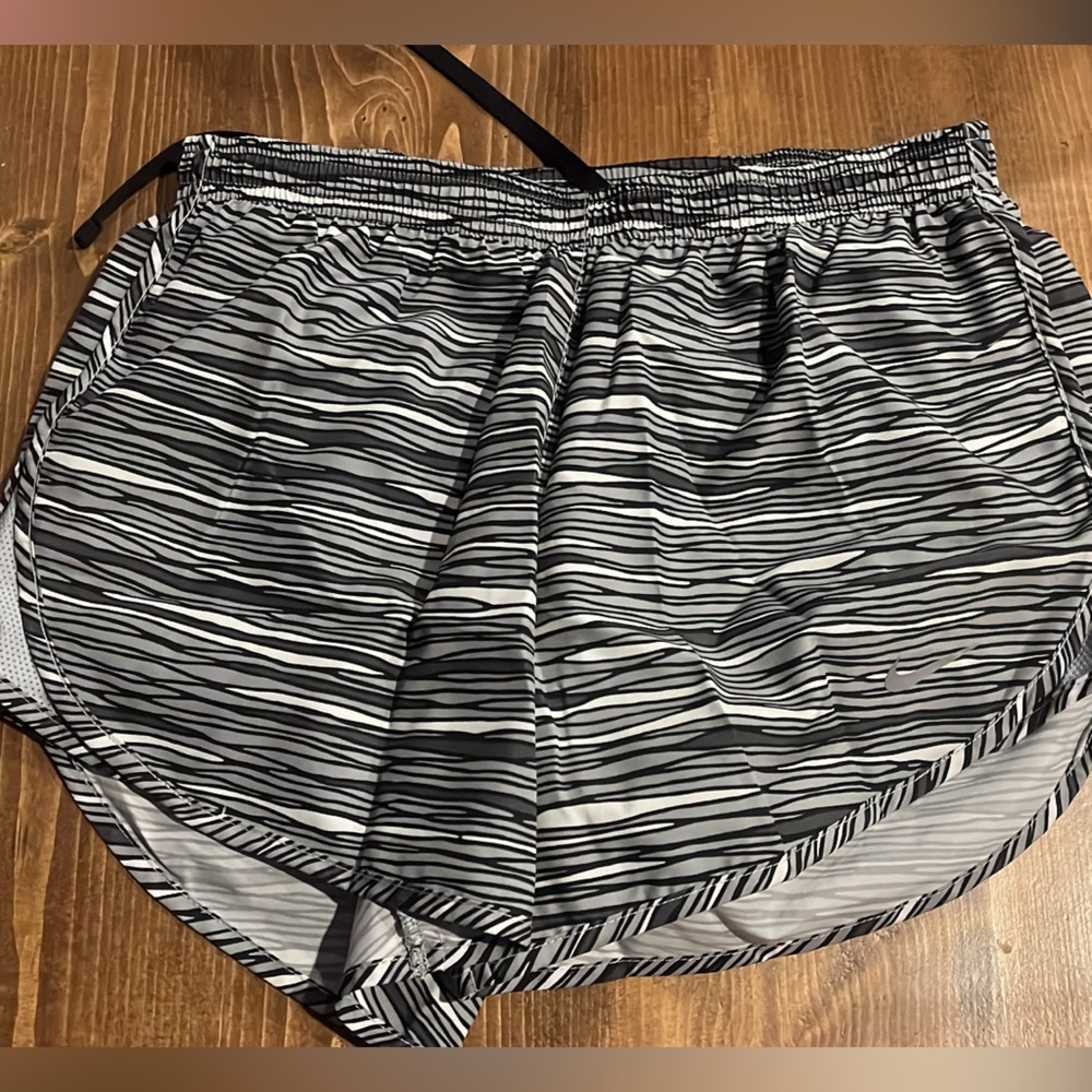 Nike Black and White Striped Athletic Shorts